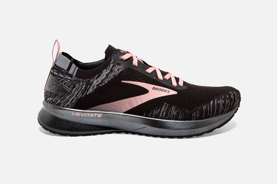 Brooks Damen Levitate 4 Laufschuhe Schwarz/Grau/Koralle Sale 041-563284